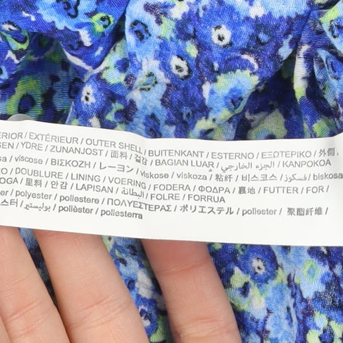 Zara Women Blue Floral Off Shoulder Ruffle Mini Dress Size 12