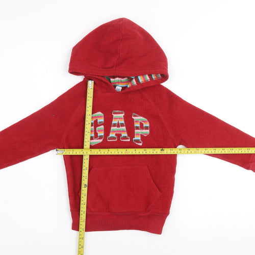 GAP Kids Girls Red Fleece Hoodie XS 4-5 Years Pullover Sweatshirt