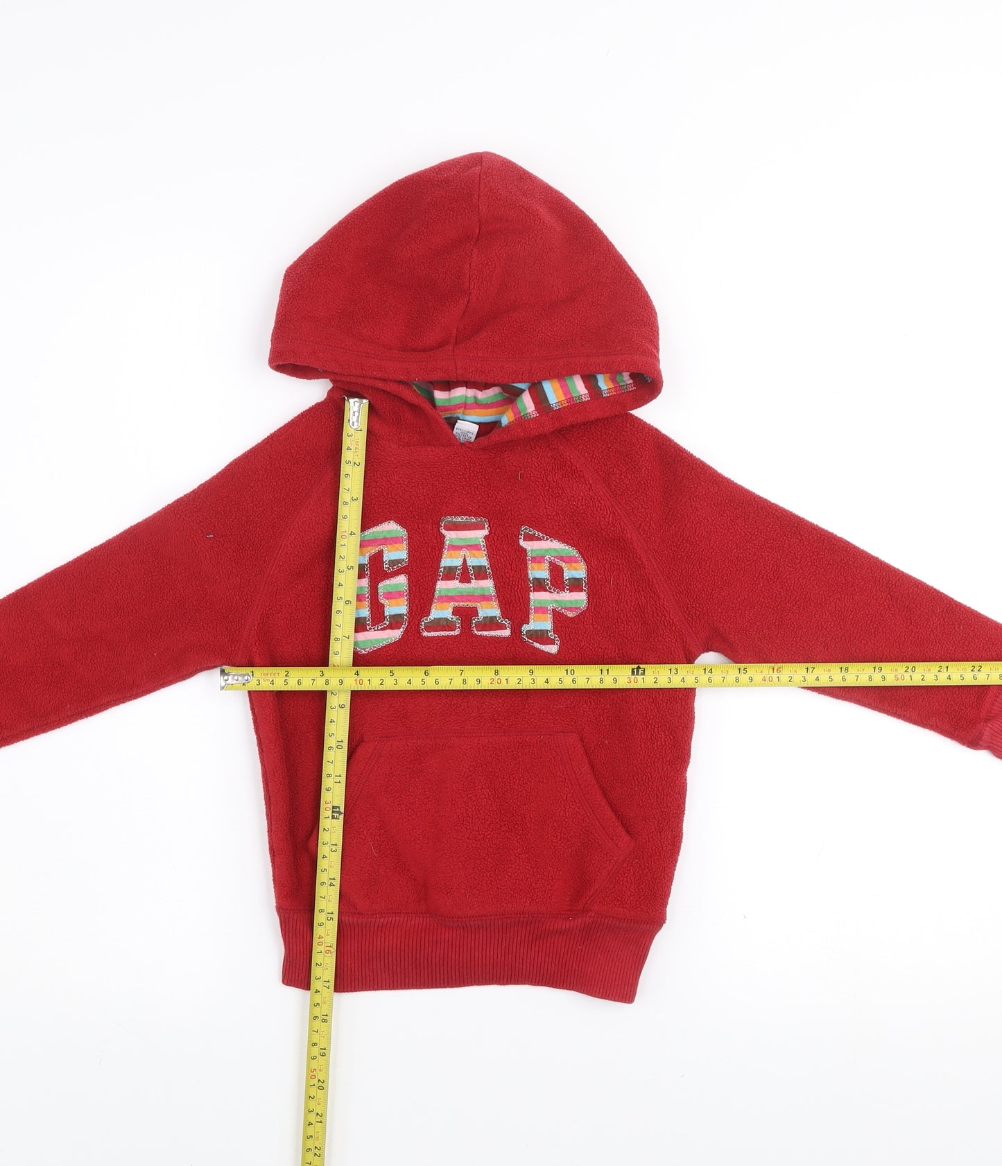 GAP Kids Girls Red Fleece Hoodie XS 4-5 Years Pullover Sweatshirt
