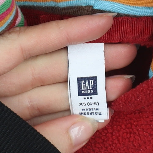 GAP Kids Girls Red Fleece Hoodie XS 4-5 Years Pullover Sweatshirt
