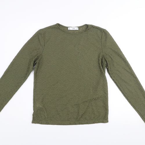 MNG Women Green Long Sleeve Crew Neck Knit Pullover Jumper Size L