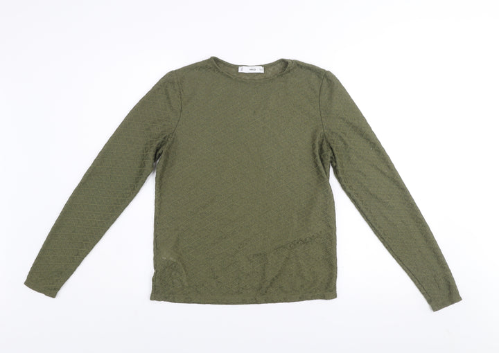 MNG Women Green Long Sleeve Crew Neck Knit Pullover Jumper Size L