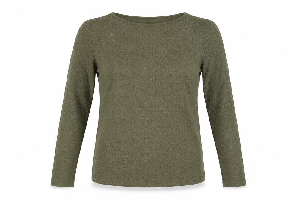 Front view of Mango Women Green Long Sleeve Crew Neck Knit jumper, size L