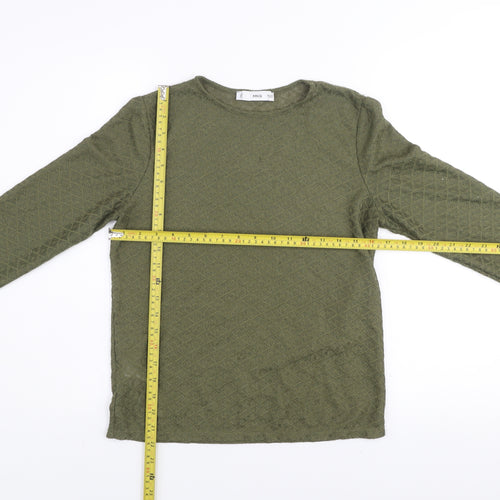 MNG Women Green Long Sleeve Crew Neck Knit Pullover Jumper Size L