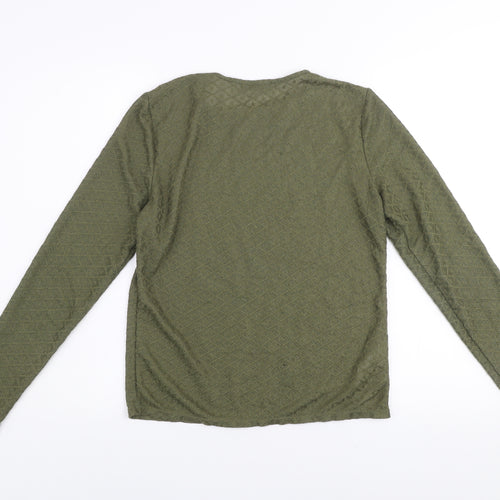 MNG Women Green Long Sleeve Crew Neck Knit Pullover Jumper Size L