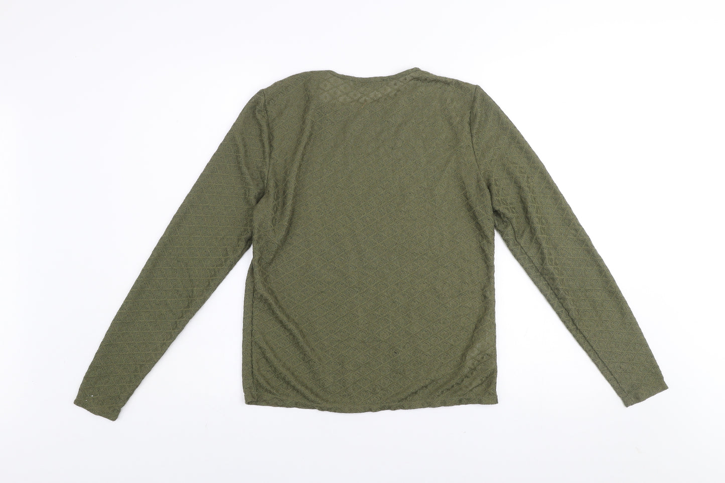 MNG Women Green Long Sleeve Crew Neck Knit Pullover Jumper Size L