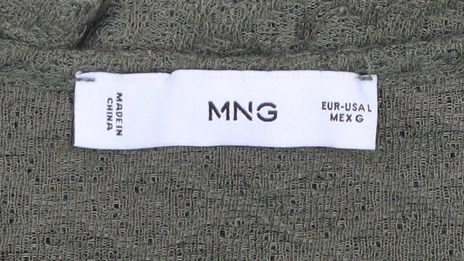 MNG Women Green Long Sleeve Crew Neck Knit Pullover Jumper Size L