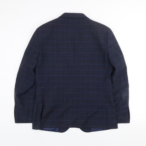 Moss London Men's Blue Checked Slim Fit Blazer Jacket 40 Short