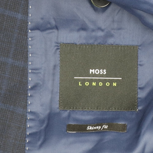 Moss London Men's Blue Checked Slim Fit Blazer Jacket 40 Short