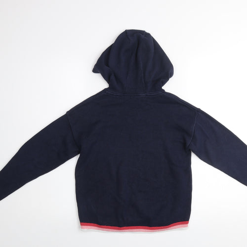 Next Girls Blue Star Knit Pullover Hoodie 9 Years Cotton Blend