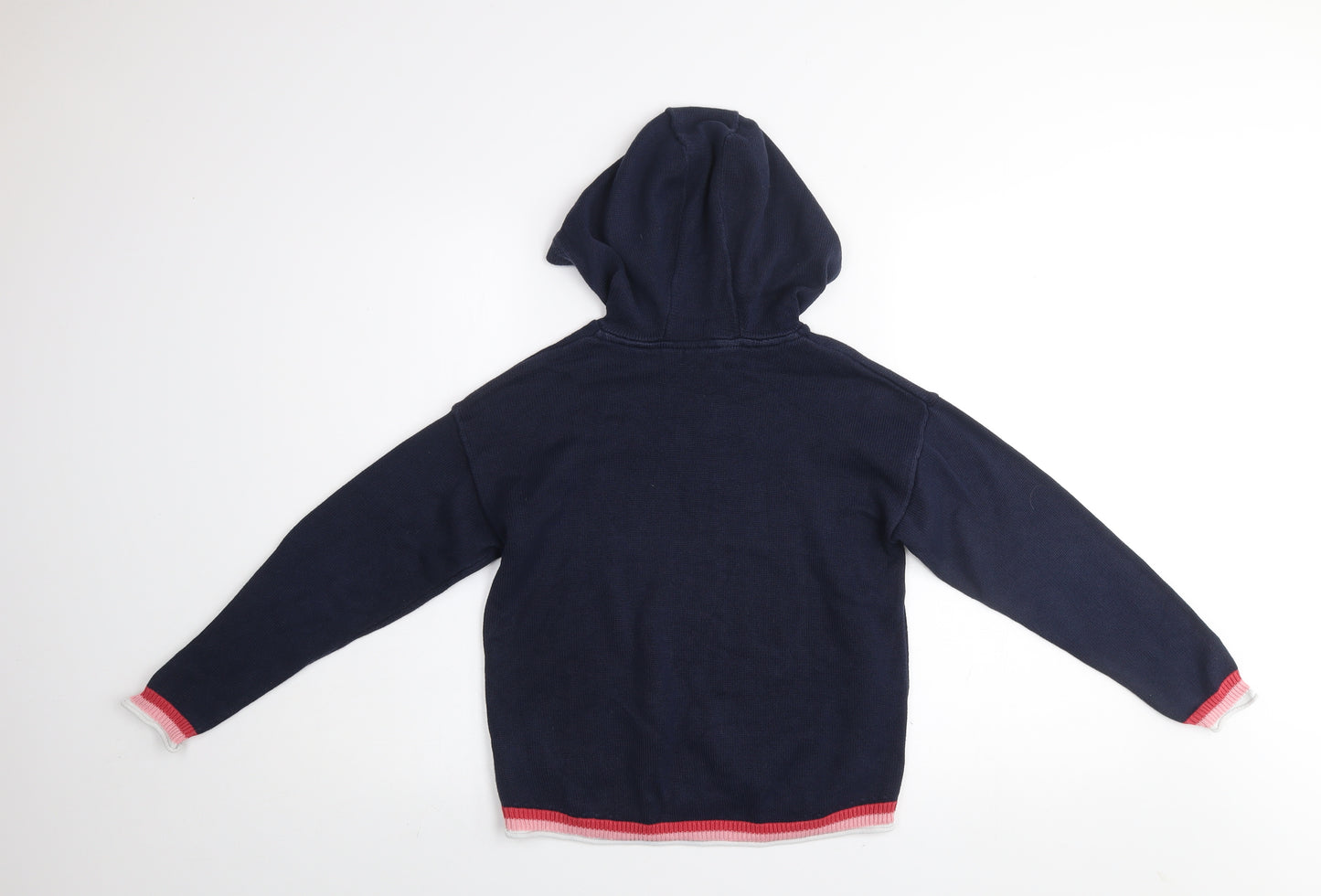 Next Girls Blue Star Knit Pullover Hoodie 9 Years Cotton Blend