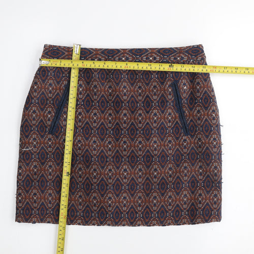 Dunnes Women’s Navy & Rust Geometric Straight Skirt Size 10