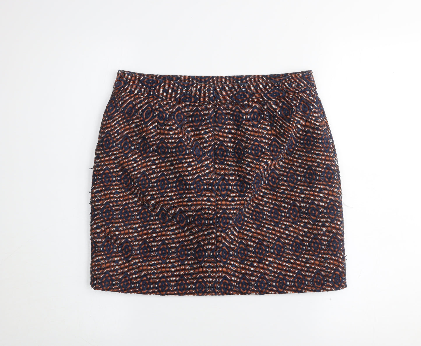 Dunnes Women’s Navy & Rust Geometric Straight Skirt Size 10
