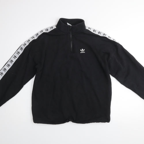 Adidas Womens Black 1/4 Zip Sweatshirt Size 10 Cotton Blend