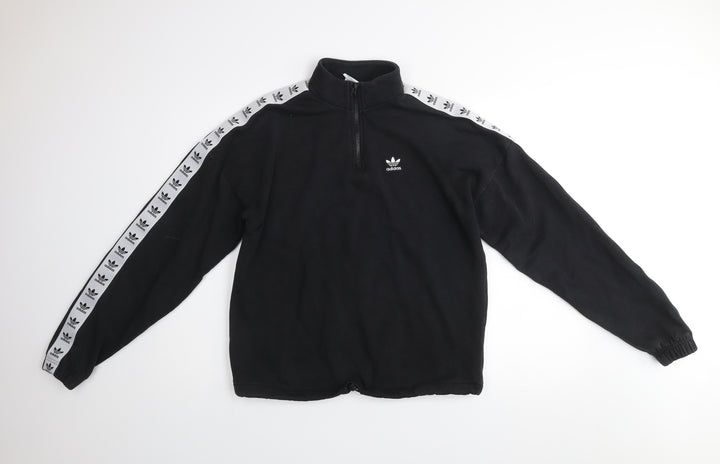 Adidas Womens Black 1/4 Zip Sweatshirt Size 10 Cotton Blend
