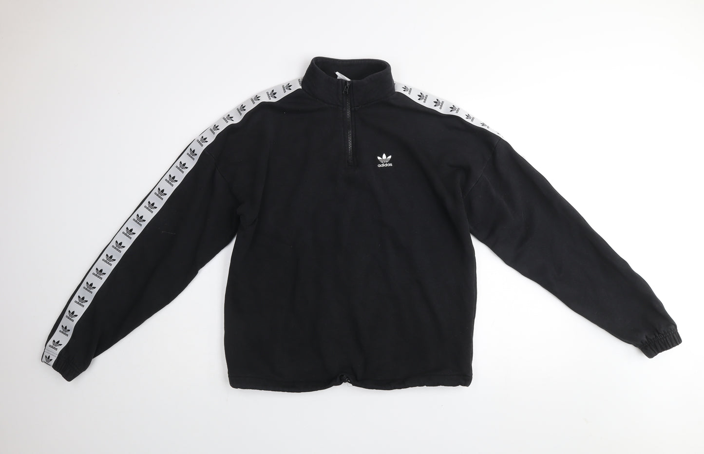 Adidas Womens Black 1/4 Zip Sweatshirt Size 10 Cotton Blend