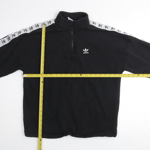 Adidas Womens Black 1/4 Zip Sweatshirt Size 10 Cotton Blend