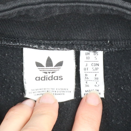 Adidas Womens Black 1/4 Zip Sweatshirt Size 10 Cotton Blend