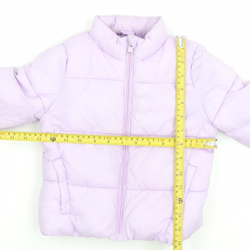 Primark Girls Purple Puffer Jacket 4-5 Years Winter Quilted Coat