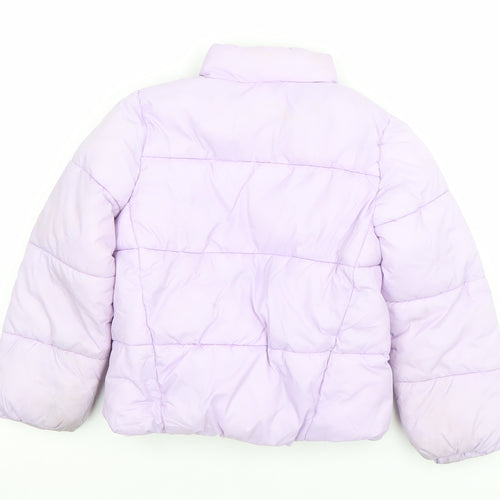 Primark Girls Purple Puffer Jacket 4-5 Years Winter Quilted Coat