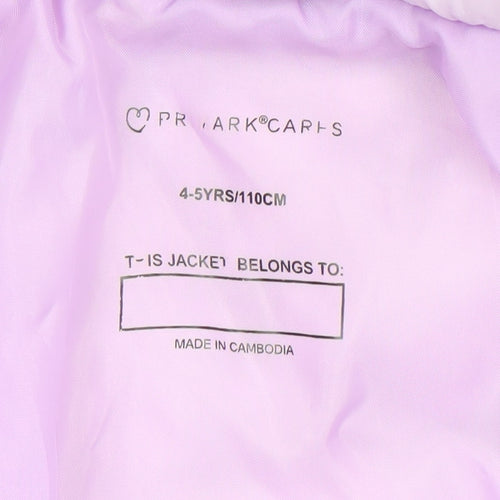 Primark Girls Purple Puffer Jacket 4-5 Years Winter Quilted Coat