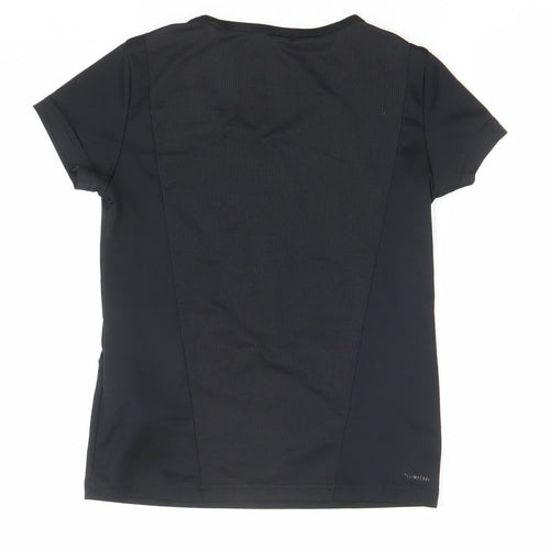 Adidas Girls Black Floral Logo Sports T-Shirt 9-10 Years