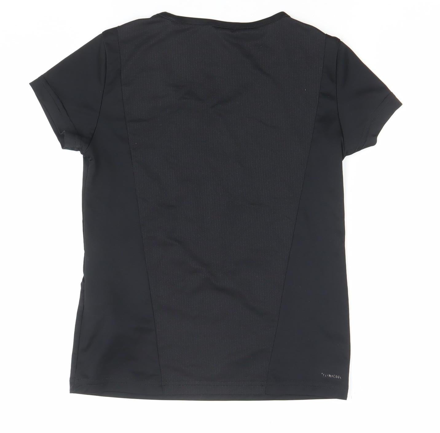 Adidas Girls Black Floral Logo Sports T-Shirt 9-10 Years