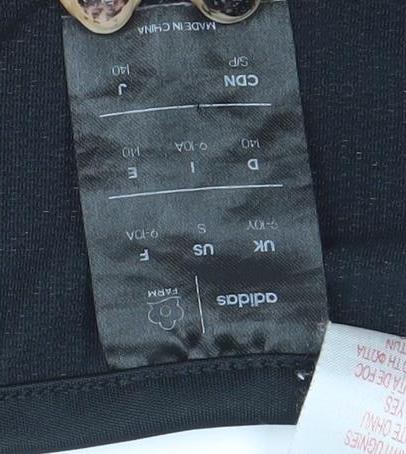 Adidas Girls Black Floral Logo Sports T-Shirt 9-10 Years