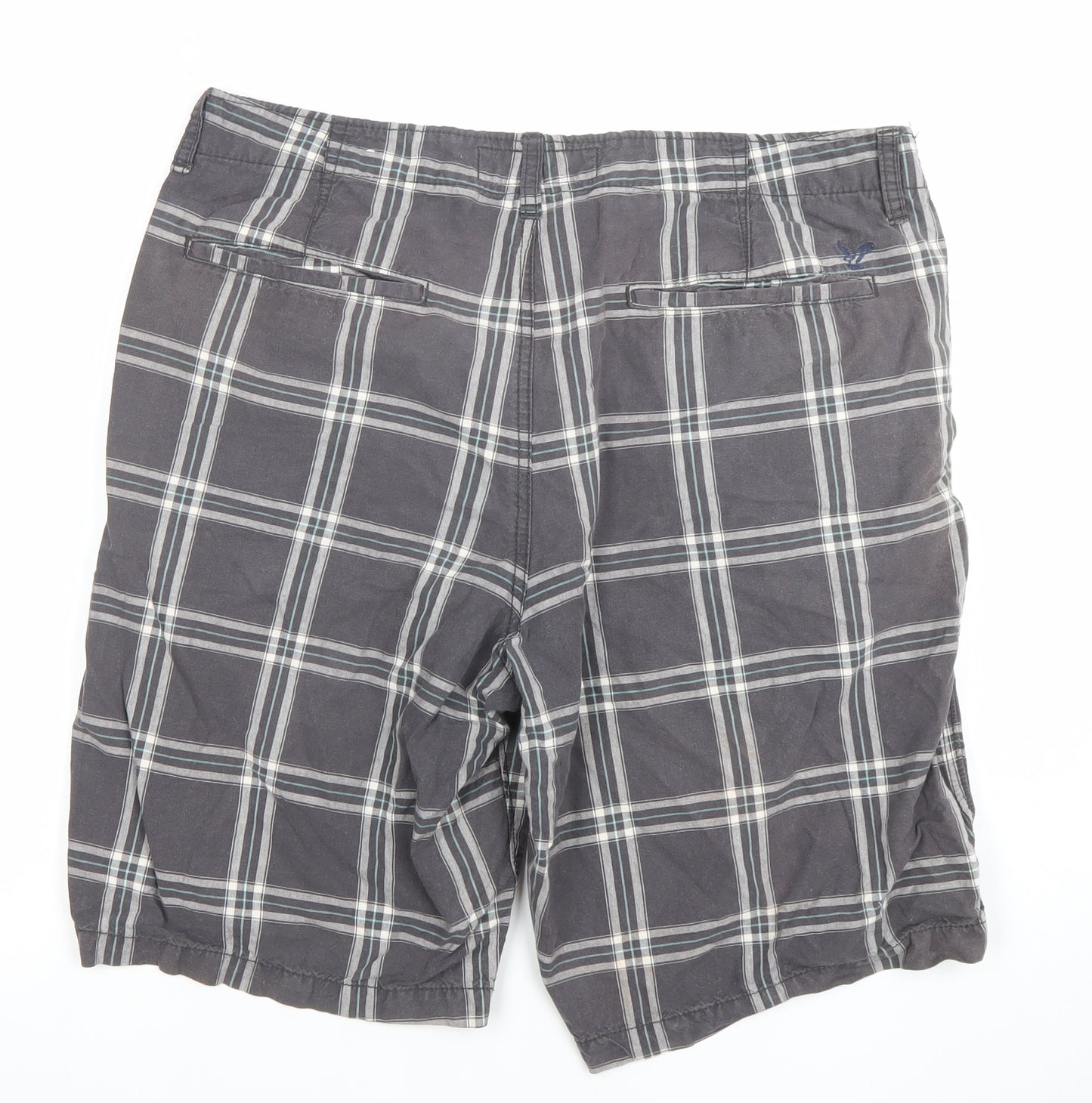 American Eagle Men's Grey Check Chino Shorts Size 34 Regular Fit