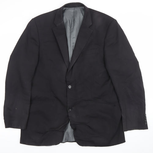 Brook Taverner Men's Black Wool Blend 42R Classic Two-Button Blazer