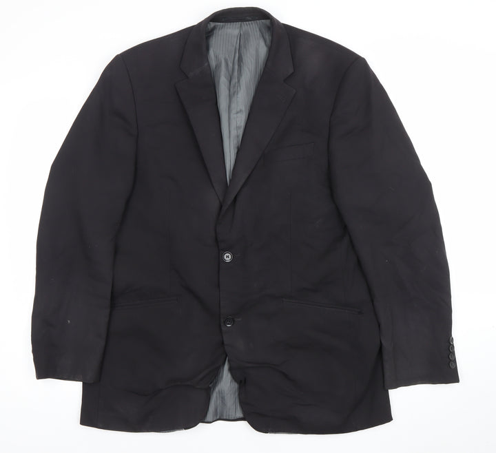 Brook Taverner Men's Black Wool Blend 42R Classic Two-Button Blazer
