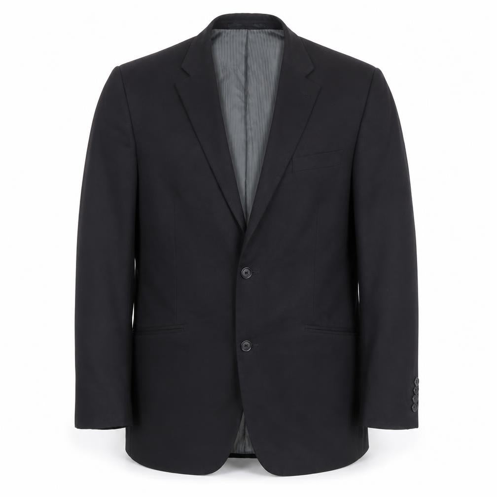 Front view of Brook Taverner Men's Black Wool Blend 42R Classic Two-Button Blazer