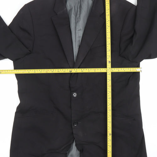 Brook Taverner Men's Black Wool Blend 42R Classic Two-Button Blazer