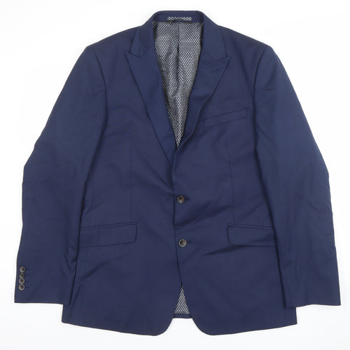 Marks and Spencer Mens Blue 42R Regular Fit Wool Blend Blazer