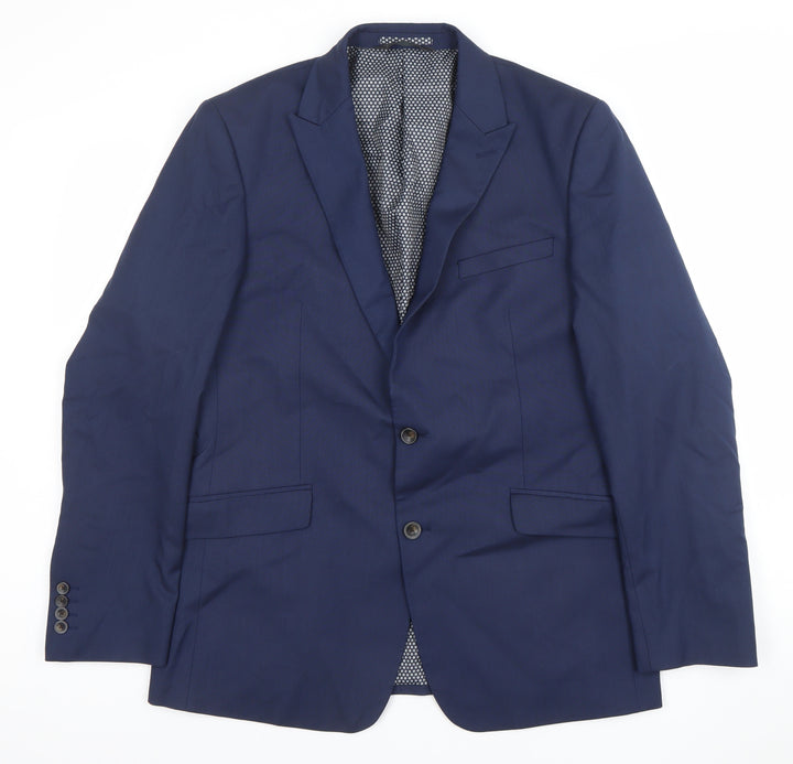 Marks and Spencer Mens Blue 42R Regular Fit Wool Blend Blazer