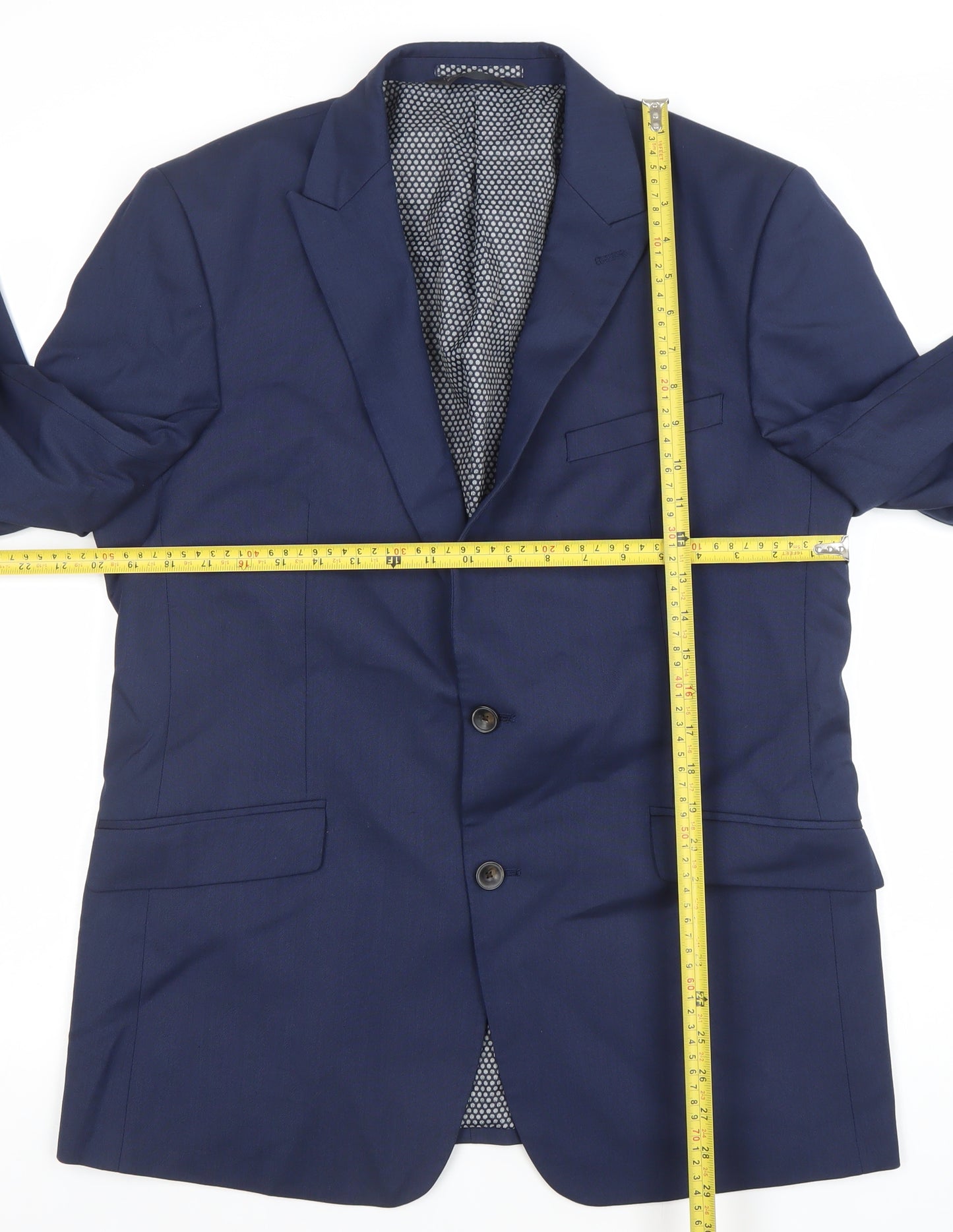 Marks and Spencer Mens Blue 42R Regular Fit Wool Blend Blazer