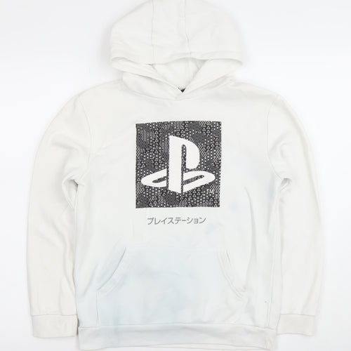 PlayStation Boys White Pullover Hoodie 10-11 Years Official Logo Cotton Blend