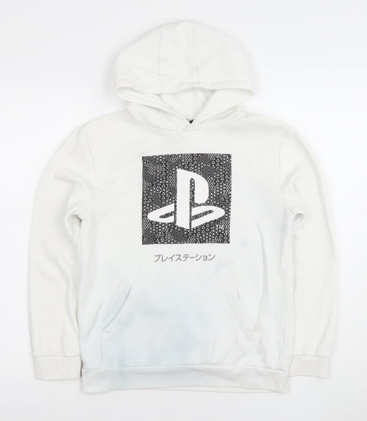 PlayStation Boys White Pullover Hoodie 10-11 Years Official Logo Cotton Blend