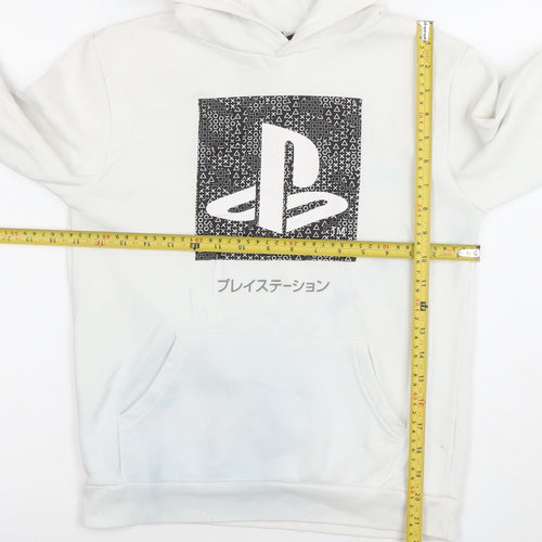 PlayStation Boys White Pullover Hoodie 10-11 Years Official Logo Cotton Blend