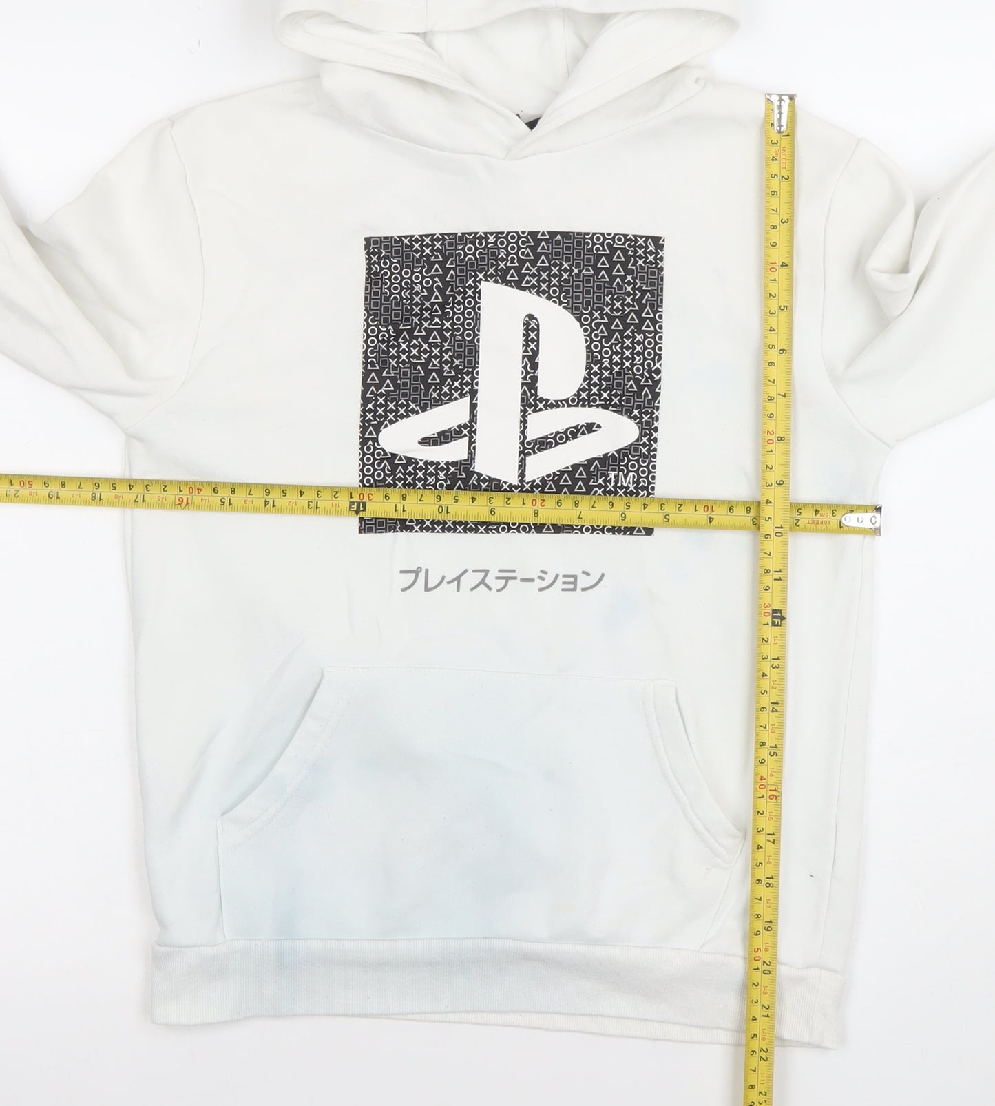 PlayStation Boys White Pullover Hoodie 10-11 Years Official Logo Cotton Blend