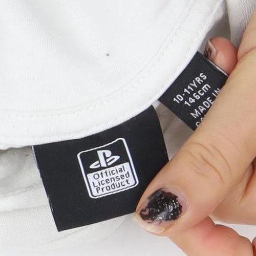 PlayStation Boys White Pullover Hoodie 10-11 Years Official Logo Cotton Blend