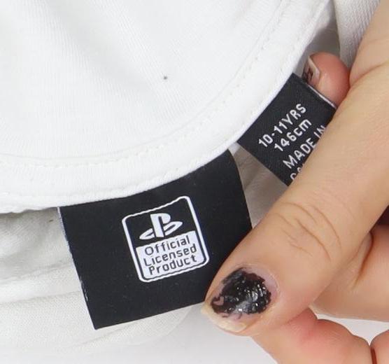 PlayStation Boys White Pullover Hoodie 10-11 Years Official Logo Cotton Blend