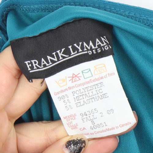 Frank Lyman Women's Blue Off Shoulder Ruffle Asymmetric Bodycon Dress Size 8