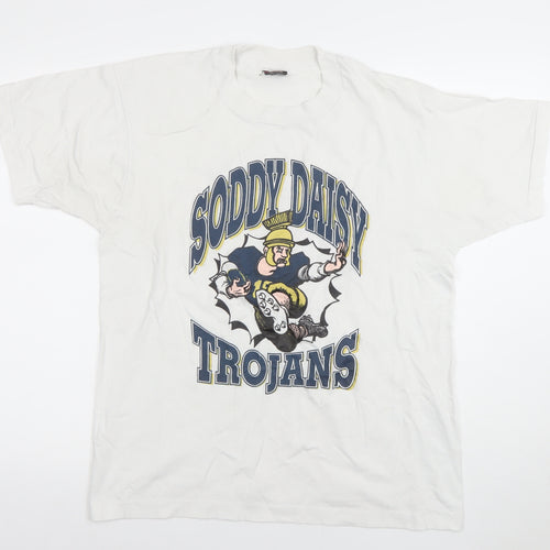 Fruit of the Loom Men's White L Vintage Soddy Daisy Trojans Graphic T-Shirt