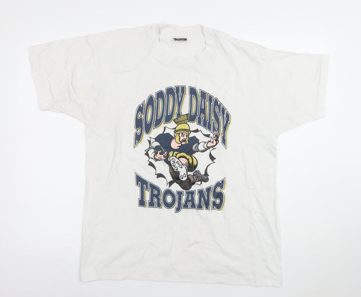 Fruit of the Loom Men's White L Vintage Soddy Daisy Trojans Graphic T-Shirt