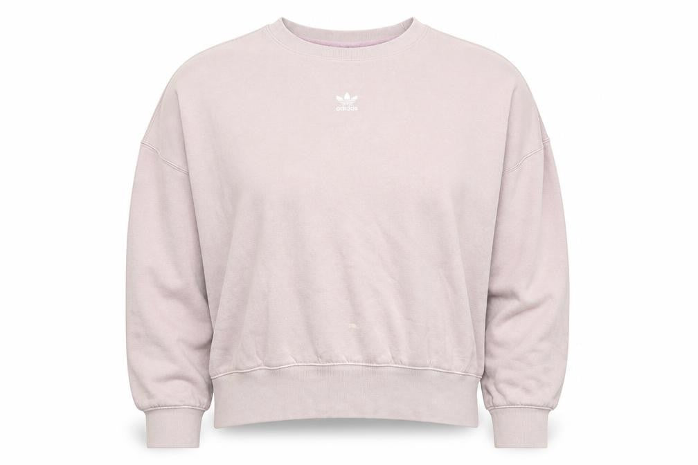 Front view of Adidas Women Pink Crew Neck Pullover Sweatshirt, size 14, Cotton