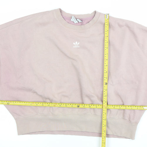Adidas Women Pink Crew Neck Pullover Sweatshirt Size 14 Cotton