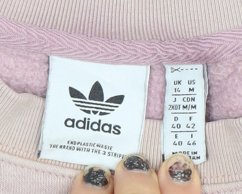 Adidas Women Pink Crew Neck Pullover Sweatshirt Size 14 Cotton