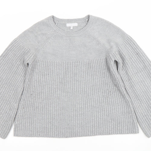 Red Herring Women’s Grey Acrylic Jumper Size 10 Crew Neck Knit