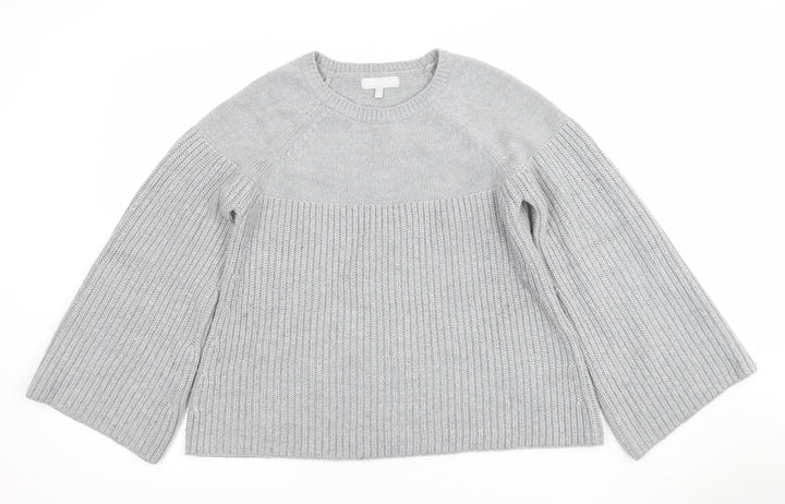Red Herring Women’s Grey Acrylic Jumper Size 10 Crew Neck Knit